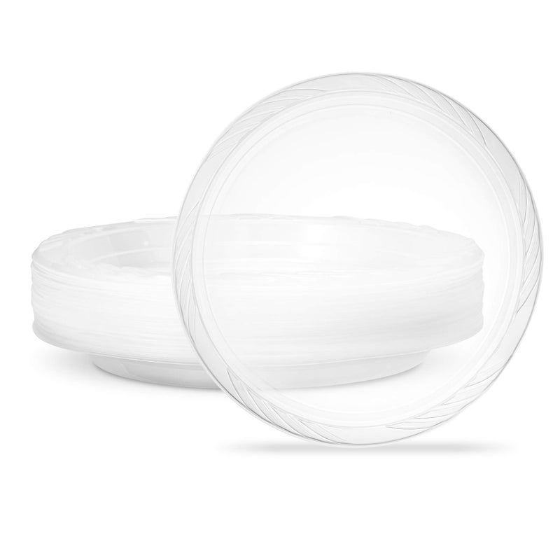 PLASTICPRO 9'' inch Premium Crystal Clear Disposable Plastic Dinnerware Party Plate Pack of 40 - Image 1